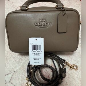 Coach Women's Dark Stone Leather Satchel Crossbody Bag